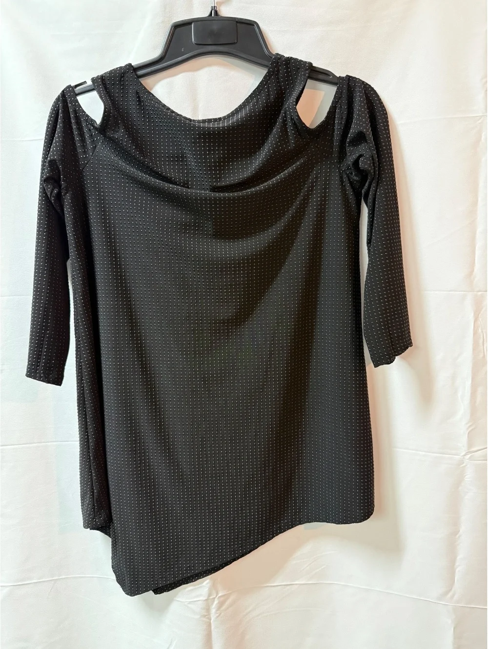 Rafaella Black Cold Shoulder 3/4 Sleeve Top with Stud Detail Size S/P